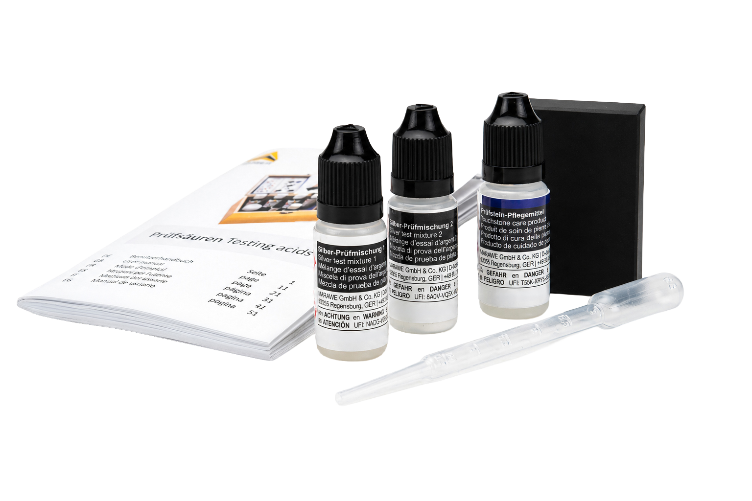 Kit de ácidos de prueba para plata